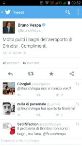 Il commento di Bruno Vespa sul suo profilo twitter 