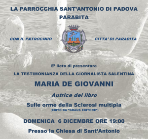 Locandina testimonianza  Maria De Giovanni (6 dicembre ore 19 - Parrocchia Sant'Antonio Parabita ) - Copia