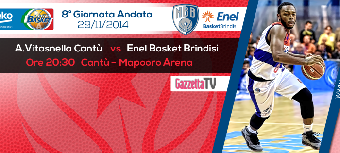 Basket: Grande partita dell'Enel Brindisi. Battuta Acqua Vitasnella Cantù 73 a 63