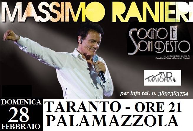 Taranto - Massimo Ranieri torna al Pala Mazzola il 28 febbraio con "Sogno e son Desto 3”