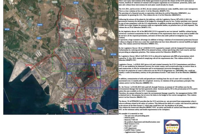 Taranto, ILVA - D'Amato (M5s) invia dossier a Commissione UE: " Impianto insostenibile"