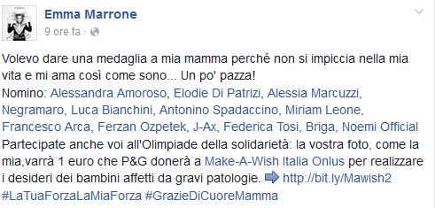 Lecce- Emma Marrone e Alessandra Amoroso con le loro mamme su Fb per i desideri dei bambini malati