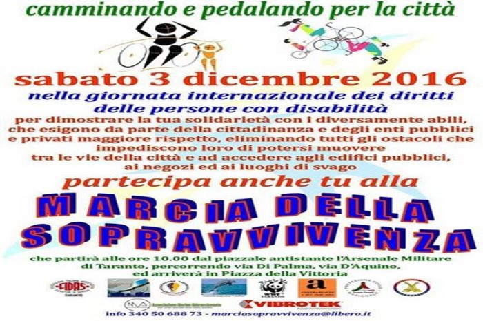 Taranto - Rivendicare il diritto dei disabili a muoversi in città. Al via la marcia della sopravvivenza