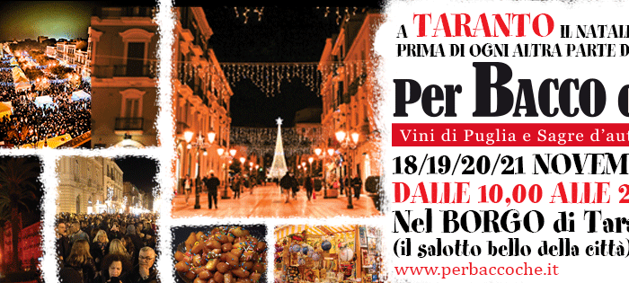Taranto - "PerBacco che..." a Taranto arriveranno migliaia di turisti. Il cibo si legherà con la cultura.