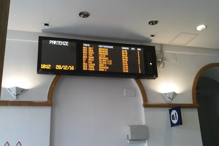 Taranto - Nuovo sistema di informazione in stazione: spesi 1,5milioni di euro