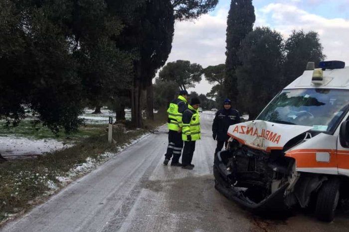 Brindisi- Ambulanza slitta sul ghiaccio. "Rispettati gli interventi di vigilanza, assistenza e sicurezza delle strade"