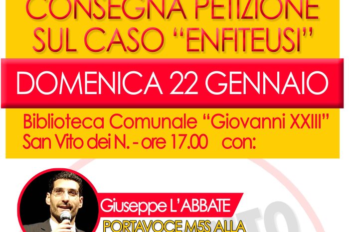 Brindisi- Consegna petizione sul caso ENFITEUSI: "Le centinaia di firme raccolte arriveranno a Roma"
