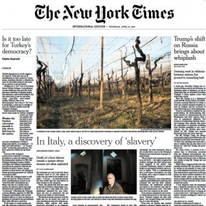 Taranto – Finisce sulla prima pagina del New York Times San Giorgio Ionico, ecco il perchè - Puglia Press (Comunicati Stampa)