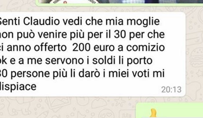Taranto – La denuncia del candidato su fb: “Vi do la dimostrazione di una famiglia che si vende per 200 euro” | FOTO
