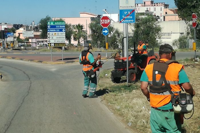 Bari - Strade sicure: al via gli interventi di taglio dell’erba lungo le strade della Città metropolitana