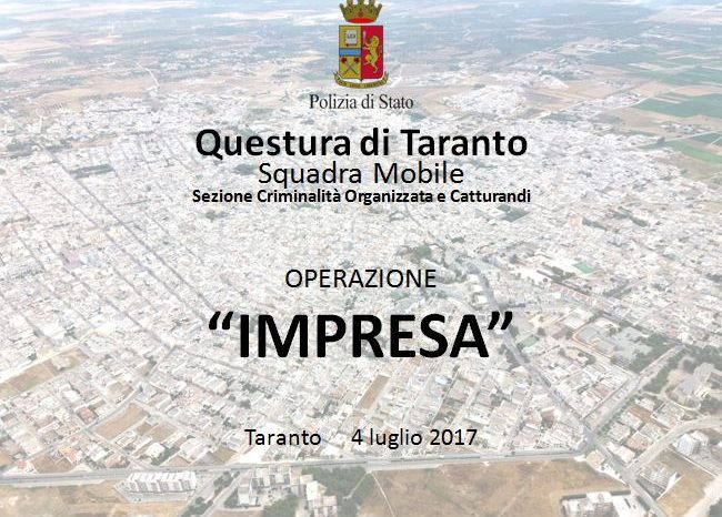 Taranto - Operazione "Impresa": chiuse le indagini, 76 persone coinvolte | NOMI  e DETTAGLI