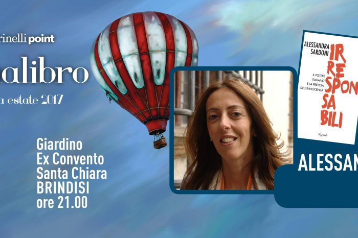 Brindisi- “ilSegnalibro- punto di lettura”; Alessandra Sardoni presenta il suo ultimo libro “Irresponsabili"