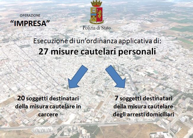 Taranto - "OPERAZIONE IMPRESA" : 60 persone indagate e 27 misure cautelari. Pedone ottiene i domiciliari