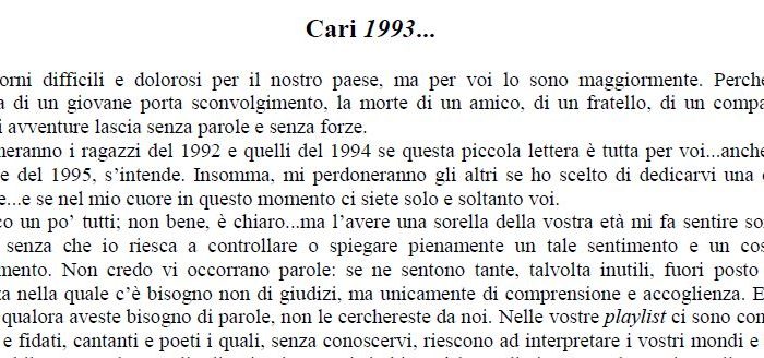 Taranto - La lettera agli amici: "Cari 1993 ...  prima Michele, adesso Andrea ... perchè? Che senso ha tutto questo?