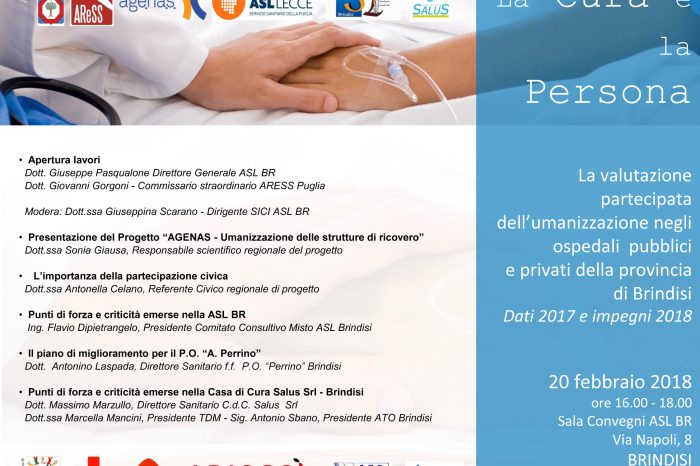 Brindisi- Ricerca regionale sull'umanizzazione delle cure: presentazione dei risultati relativi al territorio della ASL BR