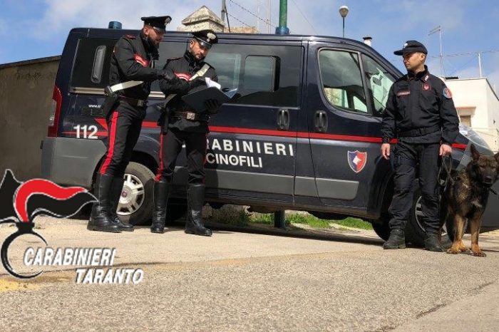 Taranto -  Operazione dei carabinieri: il fiuto di "Quentin" non lascia scampo ad un 51enne