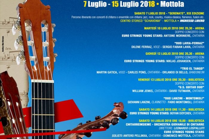 Taranto - XXVI edizione del Festival internazionale della chitarra a Mottola: il calendario completo