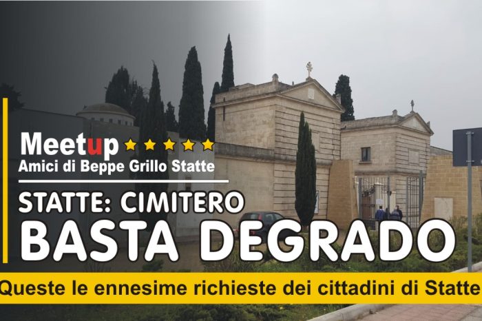 Taranto - Cimitero Statte, il Meetup denuncia: "E' di nuovo allarme degrado"
