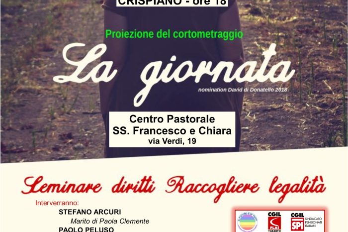 Taranto - Festa del lavoro: associazioni, movimenti e sindacati di Crispiano onorano la memoria di Paola Clemente