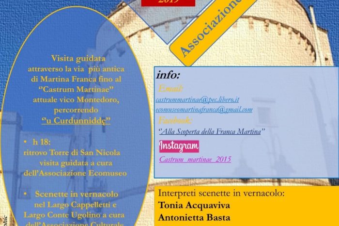Taranto - Appuntamento a Martina Franca con "Vita nelle 'nchiostre, racconti itineranti tra storia e cultura"