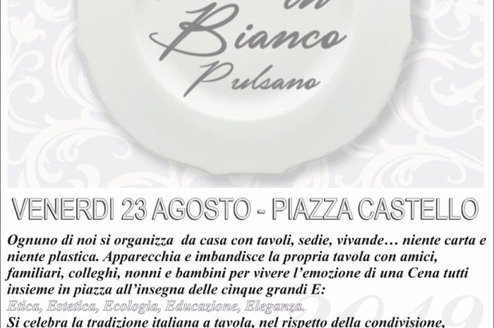 Taranto - “Cena in Bianco” a Pulsano: appuntamento gratuito in piazza Castello