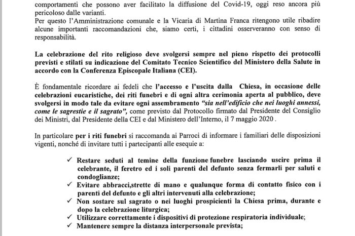Martina Franca: L'Amministrazione comunale e la Vicaria foranea sottoscrivono un documento