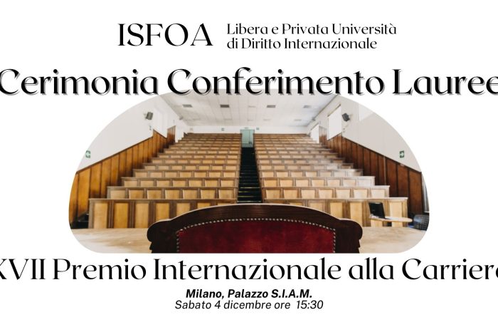 A Milano la XVII edizione del Premio Internazionale ISFOA alla Carriera