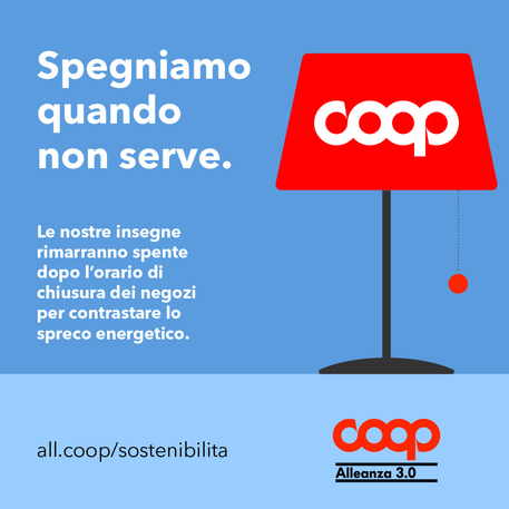 La Coop Alleanza 3.0 spegnerà le insegne quando i negozi saranno chiusi