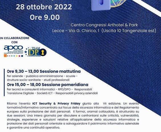 Sicurezza informatica e Privacy: evento formativo/informativo a Lecce