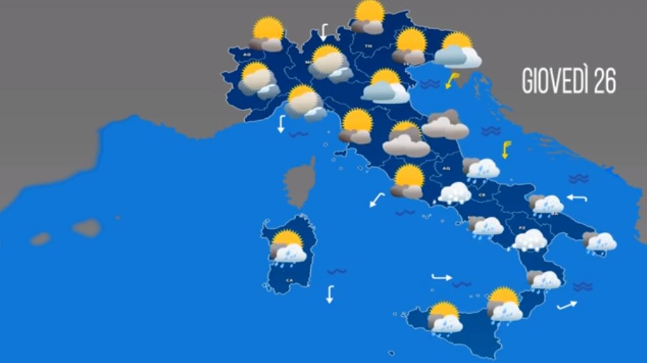 Previsioni meteo del 26 Gennaio 2023