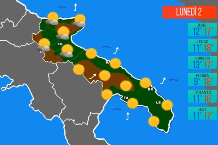 Meteo Puglia: previsioni del 02.01.23