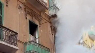 appartamento disabitato a fuoco