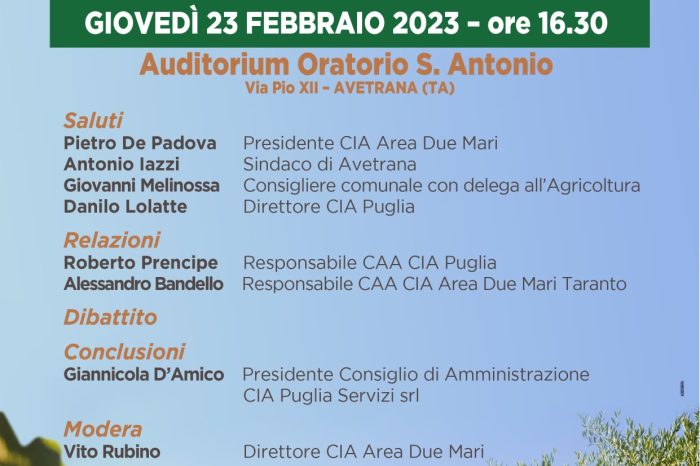 La nuova Pac, regolamento e piano strategico nazionale giovedì ad Avetrana