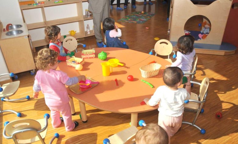 Ingresso dell'asilo nido Montetullio a Martina Franca durante l'intervento del Comune