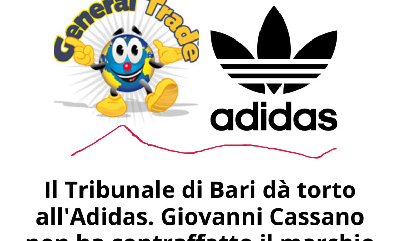 Il Tribunale di Bari dà torto all'Adidas. Giovanni Cassano non ha contraffatto il marchio