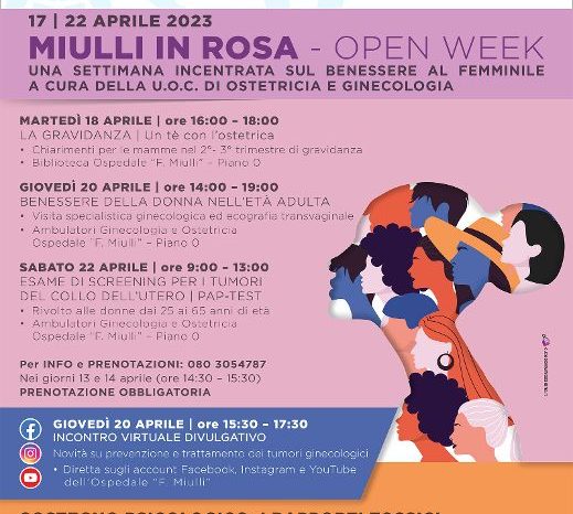 Miulli in Rosa 2023, visite gratuite per l'Open week dedicato alla salute della donna