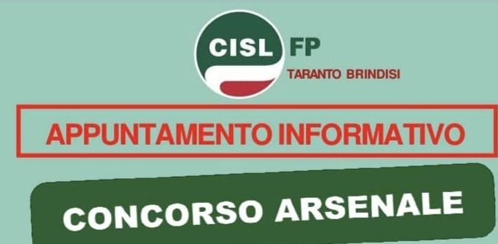 Cisl Fp Difesa Taranto Brindisi: "Concorso per 315 posti all’Arsenale di Taranto un flop?"