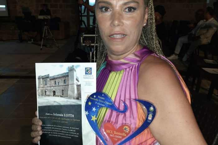 “Premio Torricella Terra d'Amare” all’assessore Lotta di Leporano
