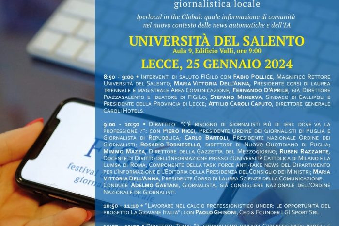 Oggi a Lecce gli "stati generali" del giornalismo in Puglia, con il festival FIGILO