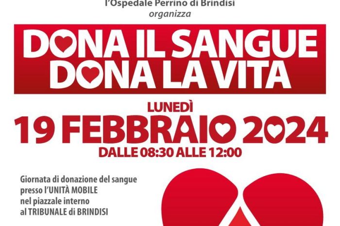 Donazione sangue a Brindisi: evento straordinario al Tribunale