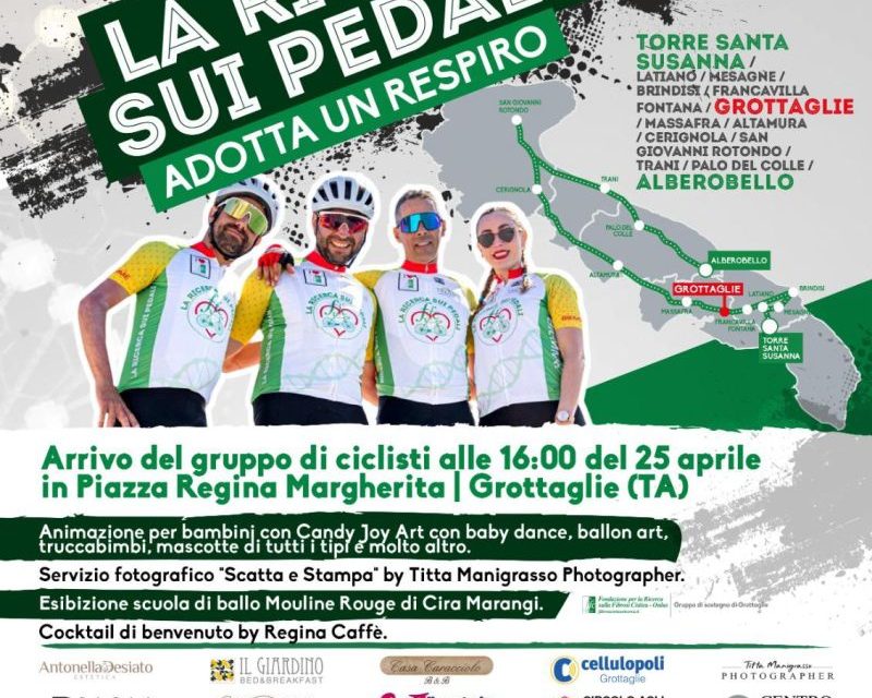 Giro di Puglia in bicicletta per sostenere la ricerca sulla fibrosi cistica. Domani il via da Torre S.Susanna.