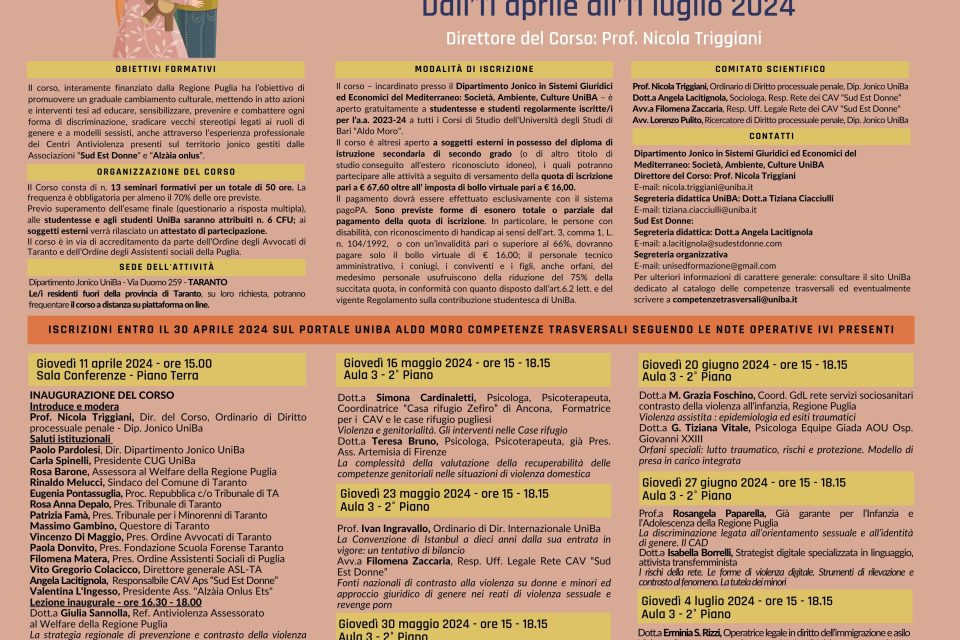 Corsi Anti-Violenza a Taranto