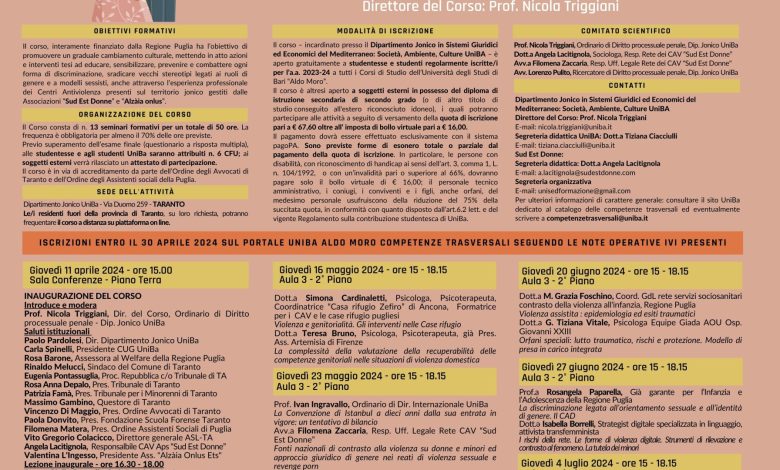 Corsi Anti-Violenza a Taranto