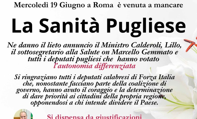 Autonomia differenziata: la fine della sanità pugliese