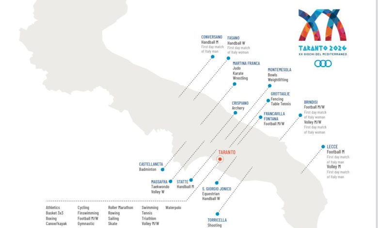 Approvato il programma Giochi del Mediterraneo Taranto 2026
