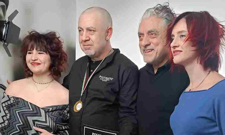 Debora Boi collaboratrice che gestisce il salone di Oria con Polverini Giuseppe Calo e la modella Anthe DellAquila