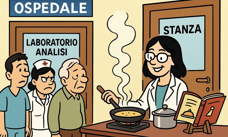 laboratorio analisi Martina Franca, dottoressa chiusa in stanza, corsi di cucina in ospedale