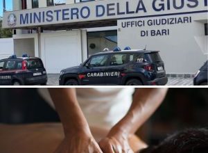 Ingresso del centro dove è morto in centro massaggi il professionista barese