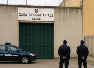 “Ingresso della Casa Circondariale di Lecce dove si è verificata l’aggressione all’agente”
