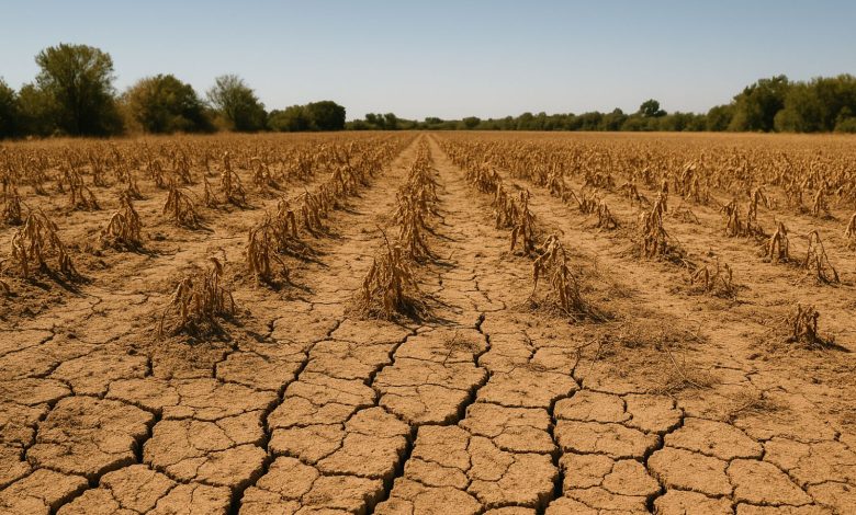 Paesaggio agricolo colpito dalla desertificazione in Puglia